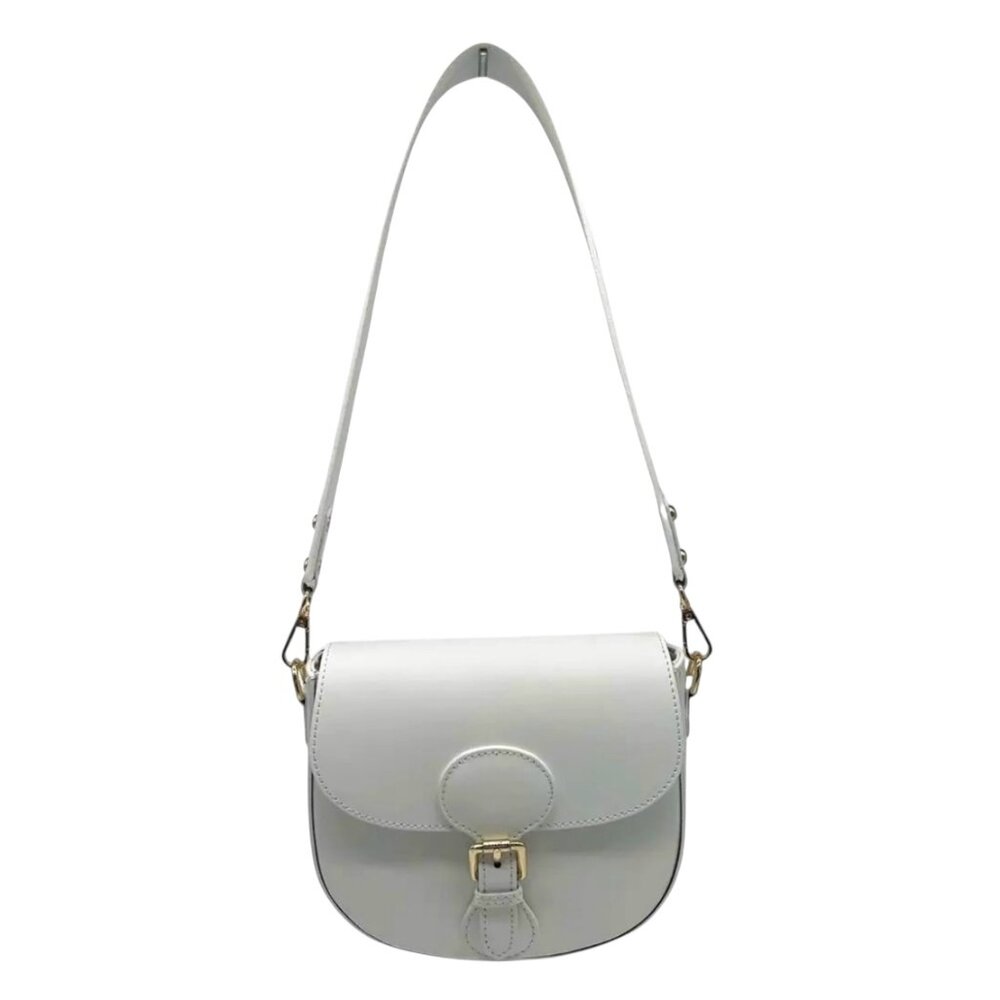 White Italian Leather Shoulder Bag
